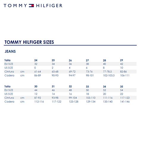 tabla de tallas tommy hilfiger|tommy hilfiger canada official website.